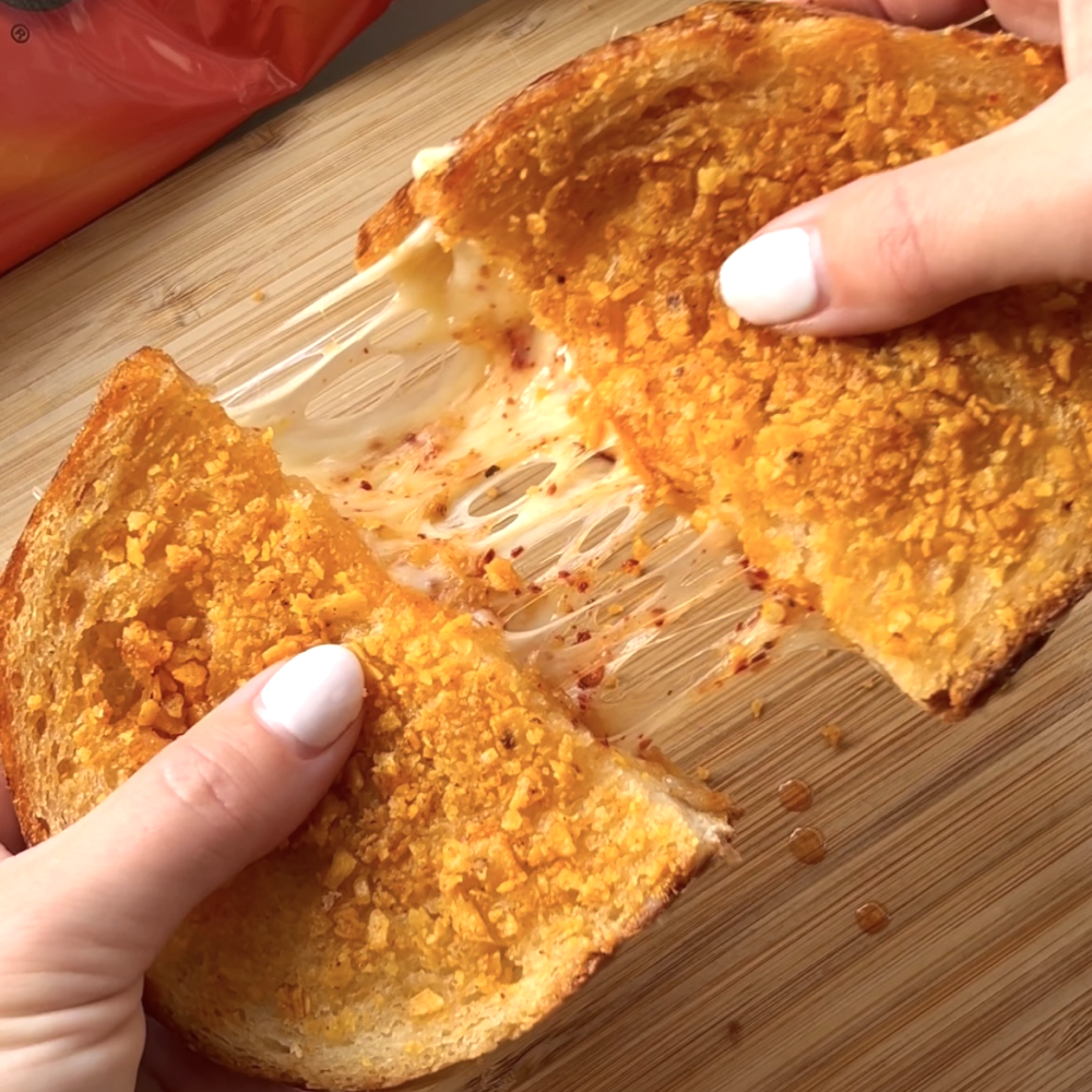 Hot Honey Dorito Crusted Cheese Toastie